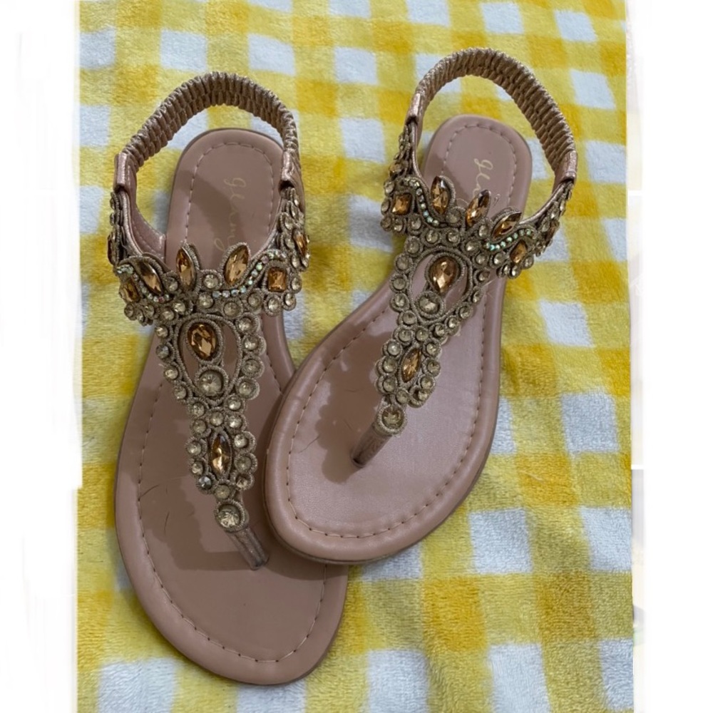 Gold and tan dress sandals